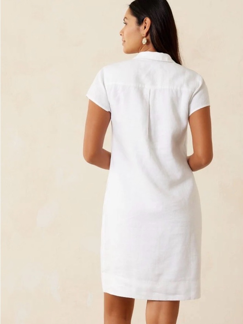 Tommy Bahama Two Palms Collar Dress White Linen with Lining. - Picture 2 of 7